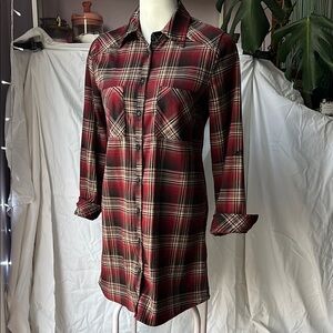 Plaid Button-Up Shirt Dress
